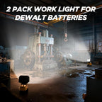 2Pack 6000 Lumen LED Work Light Compatible with Dewalt 20V Max Battery, Cordless Jobsite Flood Light with Dual USB-A Charging Ports, Bright Portable Outdoor Flashlight (Battery Not Included)