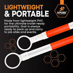 Retractable Barrier for Safety Traffic Cones - 2" OD - Large Yellow and Black Bar Barricade - for Road Construction, Parking, Warning, Temporary Security Divider (80, Orange & White, 72" x 120")