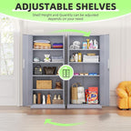 SUNCROWN 72" Metal Storage Cabinet - Heavy-Duty Metal Garage Cabinet with 4 Adjustable Shelves & 2 Doors for Tools, Office, Home, Workshop,Cement Grey-Small