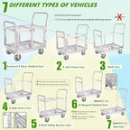 Platform Truck Cart with Cage 2-Door Design 7 in 1 Mutipurpose Handcart with 5" Wheel 39"x25" Large Uitility Cart, Mesh Plate w/Removalble Fence 6-Side, Load 2000lbs for Grocery/Laundry/Stall/Storage