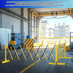 16.8FT Industrial Metal Expandable Barricade，Retractable Traffic Fence with Casters, 270 Degrees Folding Security Gate, Portable Barricade Gate for Construction Area, Traffic Control, Cordon