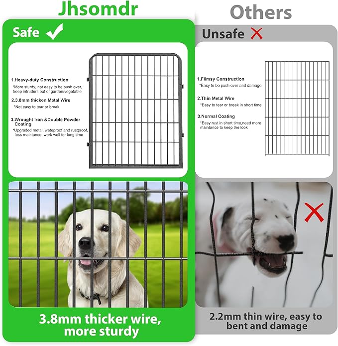 Decorative Garden Fence with Gate, 32 in(H) x 87 ft(L) Rustproof Metal Fence Panels No Dig Fence with Full Panel Gate, Dog Fence Outdoor for Yard, Animal Barrier Garden Fencing for Yard