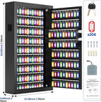 206 Keys Combination Lock Key Cabinet with Colorful Key Tags, Anti-Theft Key Lock Box with Side Drop Slot, Heavy Duty Key Organizer Wall Mount for Car Garage House Rental Office Business