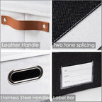 PRANDOM Foldable Storage Bins with Lids [3-Pack] Fabric Collapsible Storage Boxes Baskets Cubes Containers with Handles for Closet Living Room Bedroom (Black & White 17.7x11.8x11.8'')