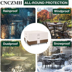 Square Heavy Duty Patio Table Covers Waterproof, 600D Outdoor Dining Table and Chair Set Covers, Outdoor Furniture Cover Waterproof for Sectional Sofa Couch 98''L x 98''W x 32''H, Beige Brown