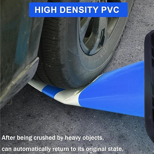 OrangeStar 28" Traffic Cones 8-Pack Blue Safety Cones with Reflective Collars, Heavy Duty Base for Construction, Parking Lot, Road Work, Flexible PVC, Indoor & Outdoor Use