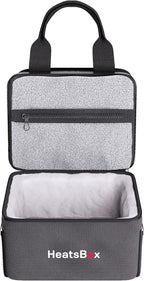 HeatsBox Insulated Food Carrier Bag - Keep Your Meals Cold and Ready to Heat - Black, 2 Compartments - Carry Bag