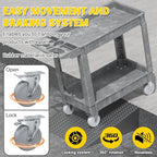 Heavy Duty Plastic Utility Cart with Wheels, Rolling Tool Cart on Wheels, Service Cart for Garage, Warehouse, Workshop, Office, Cleaning (Gray-40.6 inch)