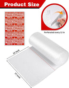 2-Pack Bubble Cushioning Wrap Rolls, 3/16" x 17" x 72' ft Total, Perforated 12" 20 Fragile Stickers for Shipping, Packaging, Mailing