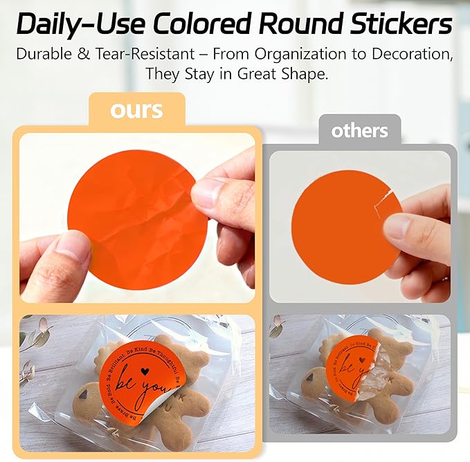 2 inch Dot Stickers Labels Circle Garage Sale Sticker 750Pcs Round Thermal Printer Stickers Printable Writable Price Labels for Yard Sale, Fluorescent Orange