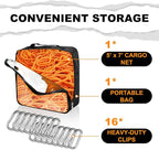 Seven Sparta 5’ x 7’ Bungee Cargo Net Stretches to 10' x 14' for Truck Bed, Pickup Bed, Trailer, Trunk, SUV with 16 Bonus D Clip Carabiners Car Organizer Net for Large Loads (Orange, 5'x7')
