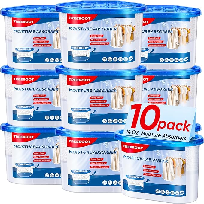 10 Pack Moisture Absorbers, 14 OZ Humidity Absorber Bucket, Moisture Absorbers for Closet, Dehumidifier Bucket for Wardrobes, Kitchens and Bathrooms, Fragrance Free Humidity Absorber