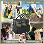 Rolling Cleaning Caddy Bag with Detachable Trolley, Large Cleaning Supplies Organizer with Wheels, Multi-Pocket Cleaning Cart with Adjustable Shoulder Strap for Housekeepers & Home Use, Armygreen