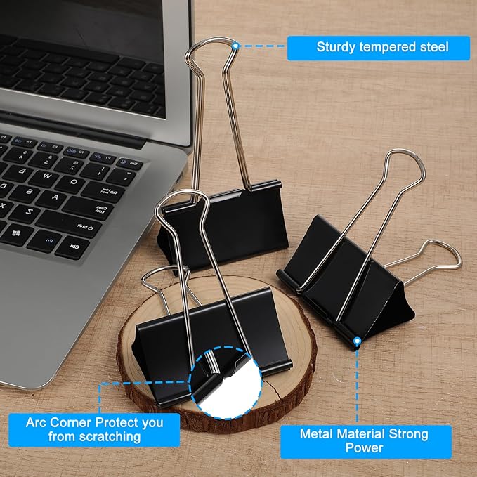 15pcs Extra Large Binder Clips 5.7 × 3 Inch Binder Clips Big Paper Clip Clamps Heavy Duty Paper Clamps Large Binding Clip Paperclips Bulk for Office School Teachers Kitchen Home Supplies