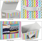 Univivi Fabric Foldable Storage Boxes [4-Pack] Large Collapsible Stackable Storage Bins with Lids, Closet Organizers and Storage Cube Basket for Home, Office, Bedroom (Colorful, 17”x 12” x 12”)