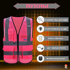 A-SAFETY XSmall Pink High Visibility Mesh Safety Reflective Vest with Pockets and Zipper XS Hi Viz Work Vest for Men Women (Pink Mesh XS)