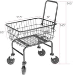 Rolling Laundry Cart with Wheels, Metal Wire Basket, Heavy Duty Utility Cart (Grey)