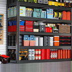 68" Wide Heavy Duty Garage Shelving Units, 5-Tier Deep Storage Shelves,Black Metal Garage Shelves,Steel Shelf,Large Storage Rack,Industrial Shelving for Shop, 68" W x 24" D x 84" H,2 Pack