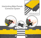 Pyle Hose & Cable Protection Ramp - Extra Heavy Duty Four Channel Extra Large Opening for Water Hose Car Truck Pedestrian Ramp Supports 55000 Lbs, Flip-Open Cover, 31.5” x 23.2” x 3.14” PCBLCO108