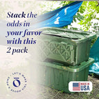 HOMZ 2-Pack Durabilt Tote, Heavy Duty Plastic Storage Bins with Lids, 15 Gallon, Green Camo - Stackable Organizing Containers for Home, Garage, and Office