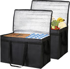Bodaon 2-Pack Insulated Food Delivery Bag, XXXL Grocery Shopping/Catering/Pizza Cooler Bags, Rideshare Delivery Bag, Cold/Hot Styrofoam Carrier for Travel/Car, Warmer/Froze