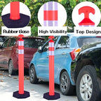 3PACK BESEA Traffic Delineator Cone 42”High Orange Traffic Safety Delineator Cones with Heavy Duty Rubber Base for Construction Site, Road Parking, People Control in Public(3PACK)
