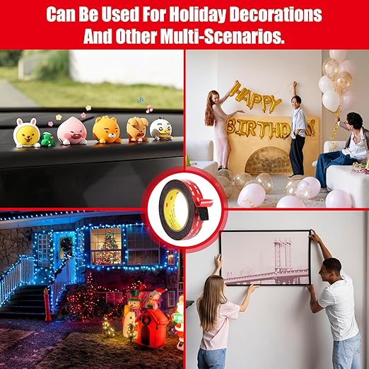 Double Sided Tape Heavy Duty, Waterproof Mounting Foam Tape, 16.5ft Length, 2.36in Width, High Temperature Resistant Adhesive Tape for Car, LED Strip Light, Office Decor, Made of 3M VHB Tape.