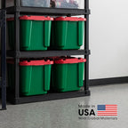 IRIS USA 4-Pack 12 Gallon Storage Bins with Lids |Made in USA| Heavy Duty Plastic Tote Containers for Holiday Organization, Large - Green/Red