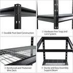 The Atlas 48" W Heavy Duty Garage Shelving Unit Load 12000 Lbs, Metal Shelves for Storage, Adjustable All Steel Industrial Rack, 48" W x 24" D x 72" H, Black