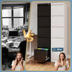 5 Drawer File Cabinet with Lock, Vertical Filing Cabinets for Home Office, Metal Storage Cabinets, Heavy Duty File Cabinet for Letter/Legal/A4/F4 Size Amssebly Required, Black