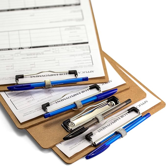 Officemate Wood Clipboard, Letter Size, Low Profile Clip with Pen Holder, 6 Pack (83826)