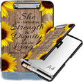 Clipboard with Storage Compartment, 8.5 x 11 Letter Size Side Opening Clip Board with Pen Holder, Hard Portable Clipboard Organizer for Nurse, Teacher, Contractor, Jobsite, Sunflower Bible