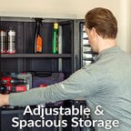 Sunnydaze Lockable Storage Cabinet - Indoor or Garage Storage Cabinet with 4 Adjustable Shelves - 72" H - Garage, Office, Home, Laundry Room - Charcoal
