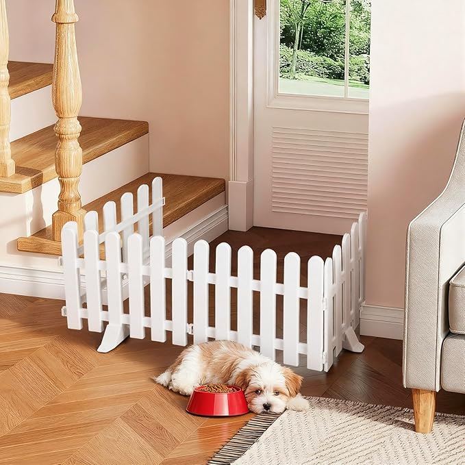 Short Dog Gate 19.7 x 78.7 Inch Adjustable Puppy Gate Indoor Folding Pet Door Small Dog Fence Freestanding Pet Barrier for Doorways Stairs Hallways