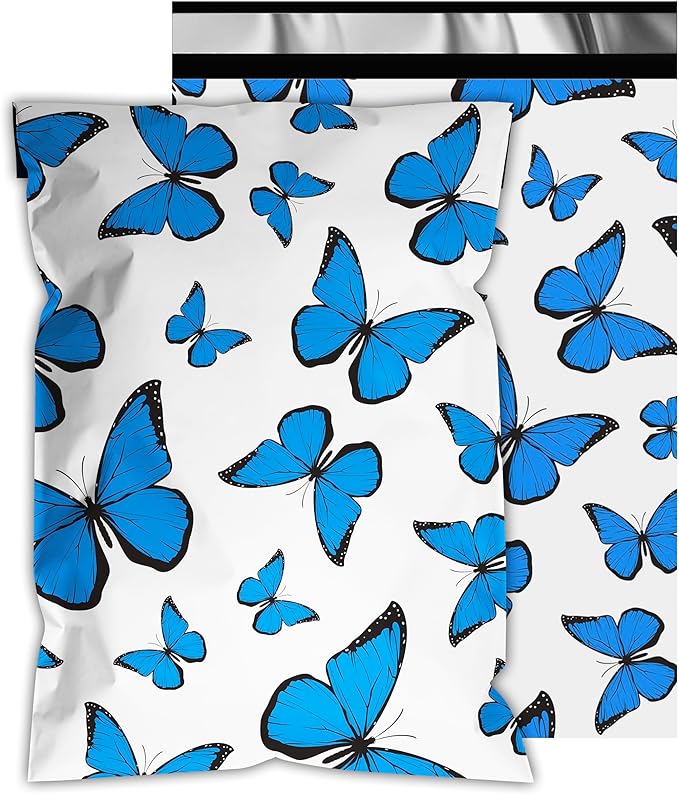 Cute Poly Mailers 14.5x19 Inch 50 Pcs - Butterfly Printed Shipping Bags for Clothing - Waterproof and Tear Resistant Mailing Envelopes - Self-Sealing Packaging Bags for Small Business