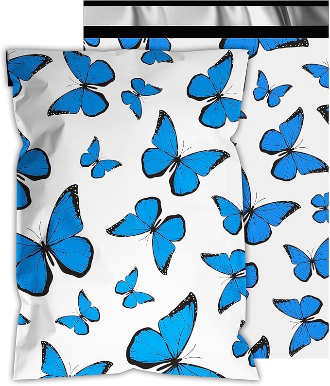 Cute Poly Mailers 6x9 Inch 100 Pcs - Butterfly Printed Shipping Bags for Clothing - Waterproof and Tear Resistant Mailing Envelopes - Self-Sealing Packaging Bags for Small Business