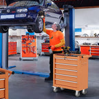 5-Drawer Tool Chest,Rolling Tool Cart with Wheels,High Capacity Tool Cabinet with Locking System for Garage, Warehouse, Workshop-Orange