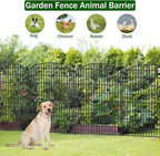 No Dig Decorative Garden Fence 5 Panels, 40 in (H) x 11.8 ft (L), Dog Fence Outdoor for Yard, Rustproof Metal Animal Barrier Ground Stakes Fencing for Garden, Patio, Flower Bed