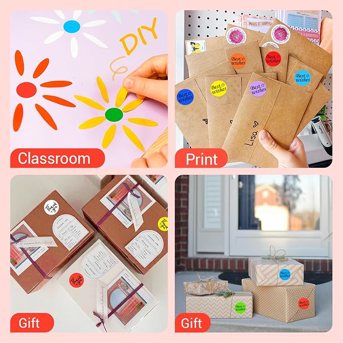1 Inch Circle Dot Stickers 1000 PCS Color Coding Thermal Labels Dots Writable Printable Small Round Stickers for Office, Classroom, Inventory, Garage, Organizing Storage, Fluorescent Red