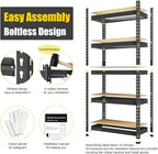 PrimeZone 32" W x 16" D x 63" H Storage Shelves - 3 Pack 5 Tier Adjustable Garage Storage Shelving, Heavy Duty Metal Storage Utility Rack Shelf Unit for Warehouse Pantry Closet Kitchen, Black