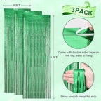 3 Pack 3.3 x 8.2 ft Laser Green Foil Fringe Backdrop Curtains, Tinsel Streamers Birthday Party Decorations, Fringe Backdrop for Graduation, Baby Shower, Gender Reveal, Disco Party