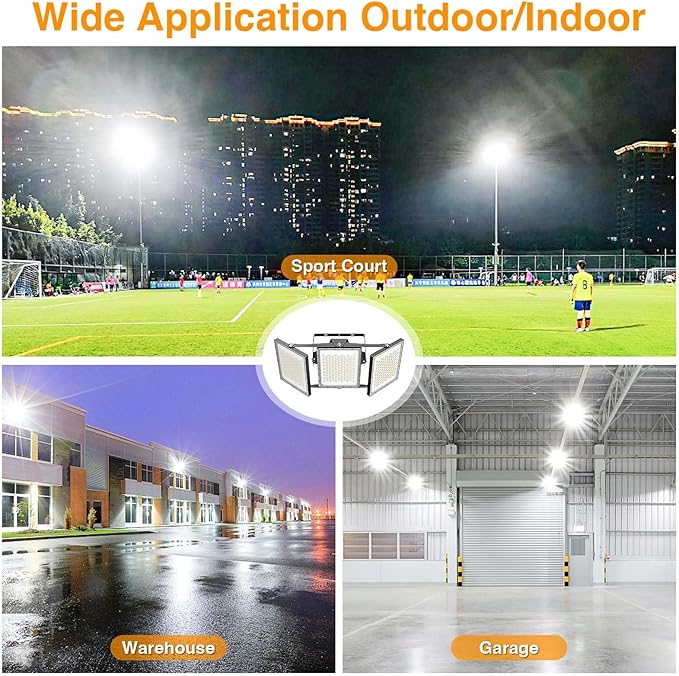 SOLLA 2025 Elite New Upgraded LED Flood Light Outdoor 600W 90000lm Stadium Flood Lights, 5000K IP66 Waterproof Adjustable Floodlight for Street, Parking Lot