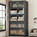 200GAL Extra Large Storage Bins with Lid, 800Qt Stackable Closet Organizers and Drawers, Collapsible Storage Bins with Wheels, Folding Containers for Home, Kitchen Office, 5Pack Black