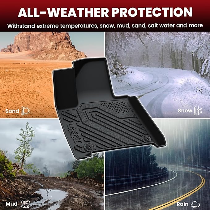 Lasfit Floor Mats & Backrest Mats & Cargo Mat for Hyundai Santa Fe 2026 2025 2024 (Fit Gas & Hybrid), All Weather TPE Custom Fit Floor Liners for Santa Fe Full Set Car Mats Accessoires, Black