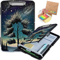 Clipboard with Storage,Heavy Duty Plastic Storage Clipboard with Low Profile Clip,Teacher Must Haves,Office Supplies,Sky Forest Tree