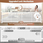 200.1" Retractable Baby Gate Extra Wide, 41" Tall Retractable Dog Gate for Stairs, Doorways, Decks, Mesh Gate Long Child Gate Pet Gate for Indoor, Outdoor, with Reinforced Mesh Rods, Dual Locks
