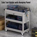 3 Tier Rolling Tool Cart on Wheels, Heavy-Duty Utility Cart Service Cart with Locked Drawers for Garage, Warehouse, Repair Shop, Workshop…