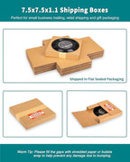 50 Pack 7" 45 RPM Vinyl Record Mailers, 7.5"L x 7.5"W x 1.1"H Kraft Corrugated Album Shipping Boxes for Small Business Packaging Mailing Moving Storage, with Fragile Stickers
