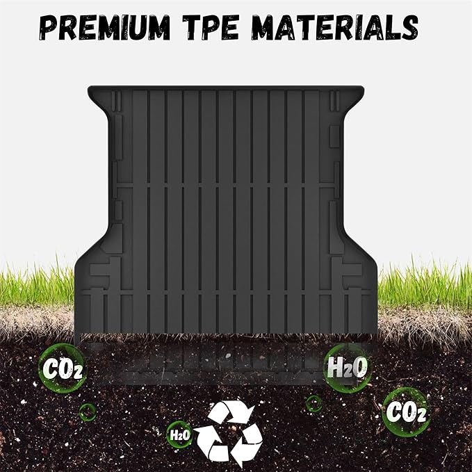 Truck Bed Mat Fit Ford Ranger 2024 2025 (5FT, 59.6" Bed), TPE All Weather Truck Bed Liner Cargo Liner Ranger Accessories