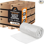 Xpose Safety Clear Plastic Sheeting (Bulk Half Pallet 25 Pack) – 10' x 100' Rolls – Heavy Duty 3.4 Mil Poly Sheet – Waterproof, Dustproof, Vapor Barrier – for Construction, Painting, Industrial Use